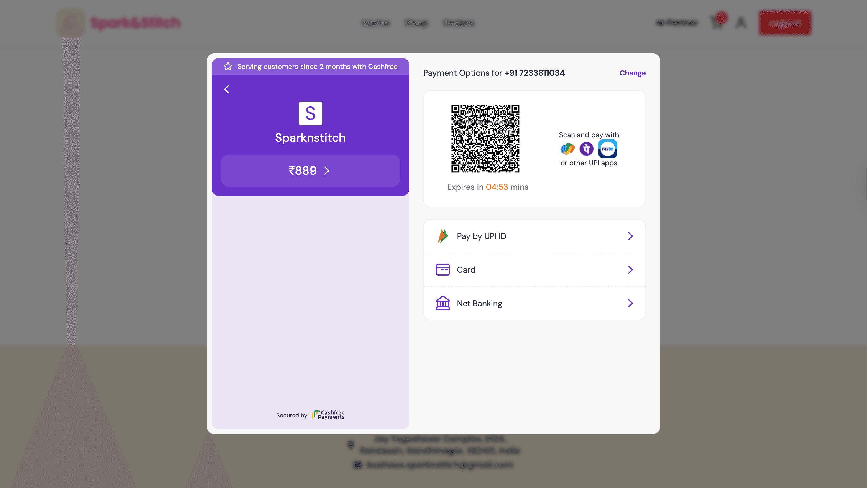 Spark & Stitch — Admin order management with payment status tracking